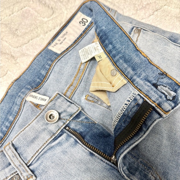 Rag & bone Lynn W/ Holes ankle skinny jeans raw hem - Picture 3 of 7